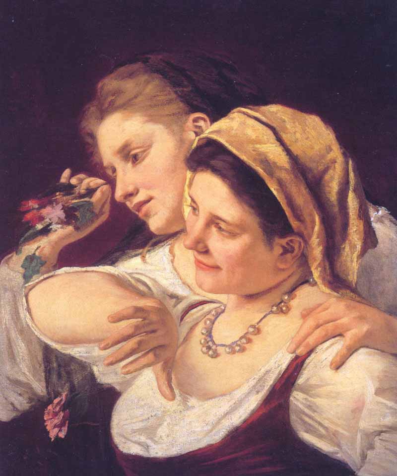 Two Women Throwing Flowers, Mary Cassatt