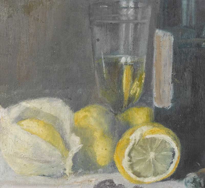 Still life with lemons and wine glass. Max Buri