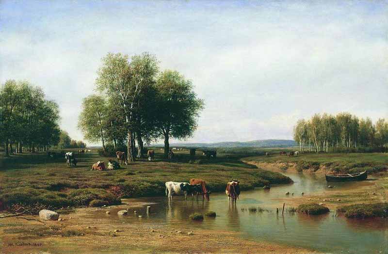 Herd by the river in the afternoon, Mikhail Konstantinovich Clodt