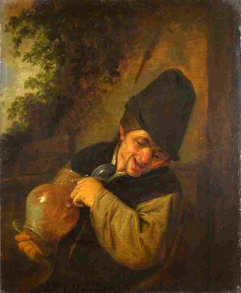 A Peasant holding a Jug and a Pipe. Adriaen van Ostade