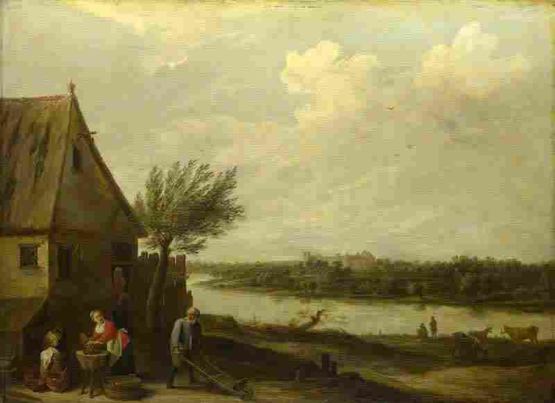 A Cottage by a River with a Distant View of a Castle. David Teniers the Younger