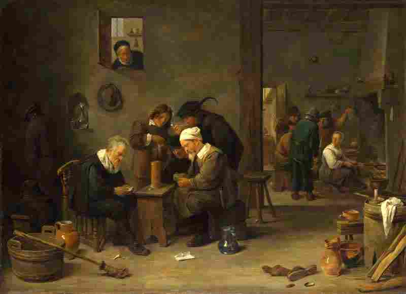 Two Men playing Cards in the Kitchen of an Inn. David Teniers the Younger