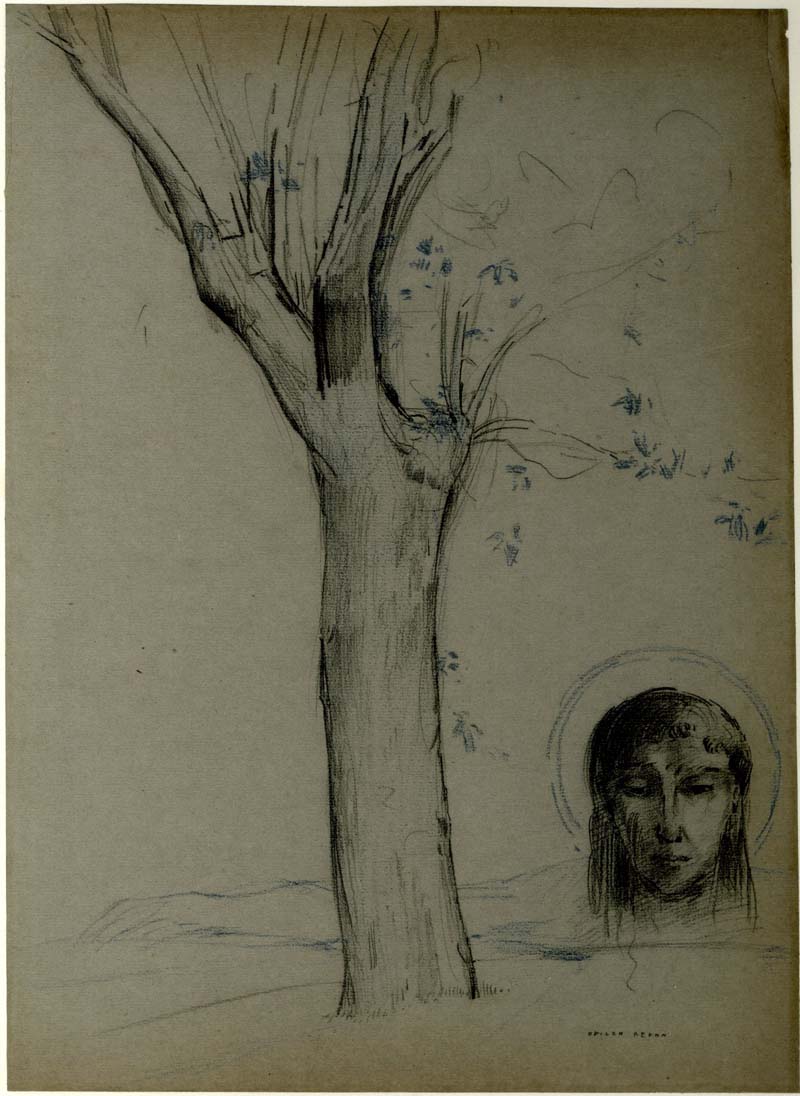 Study of a Tree and Head of Christ, Odilon Redon