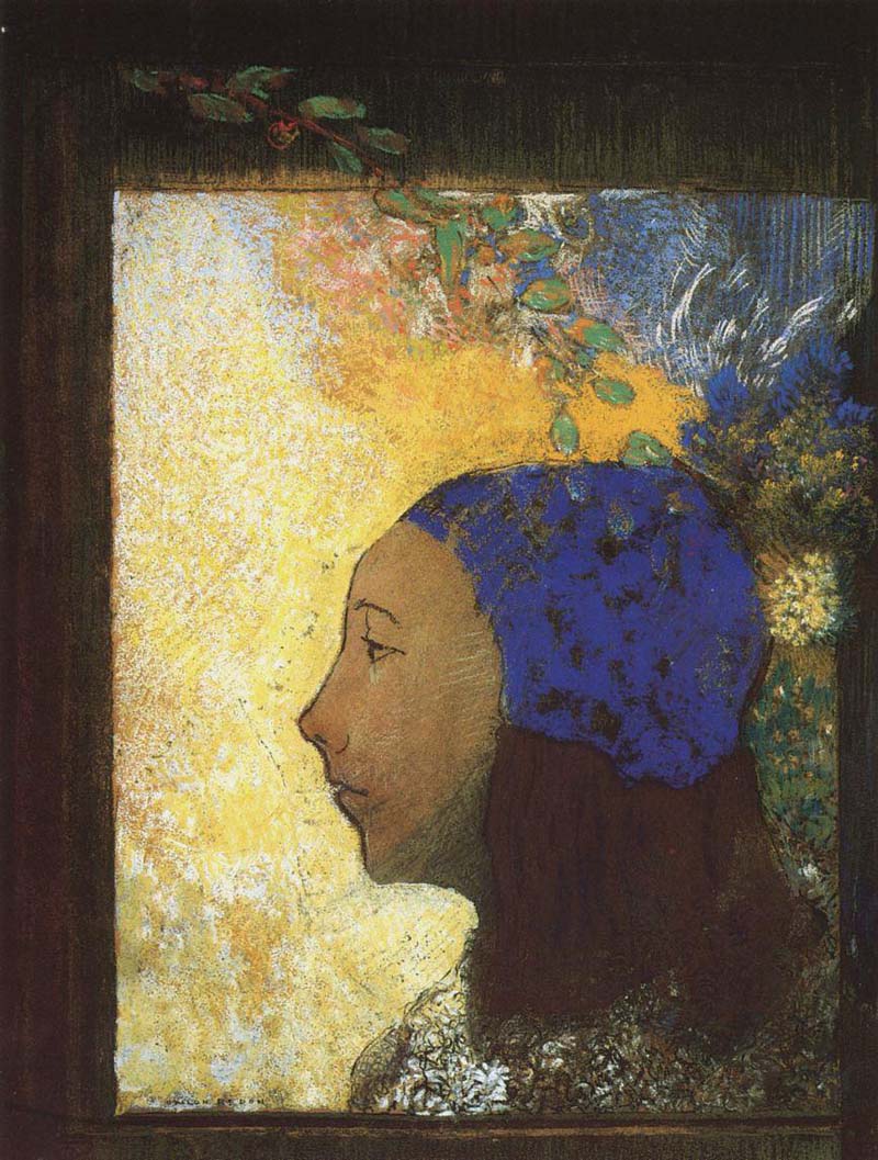 Young Girl in a Blue Bonnet. Odilon Redon