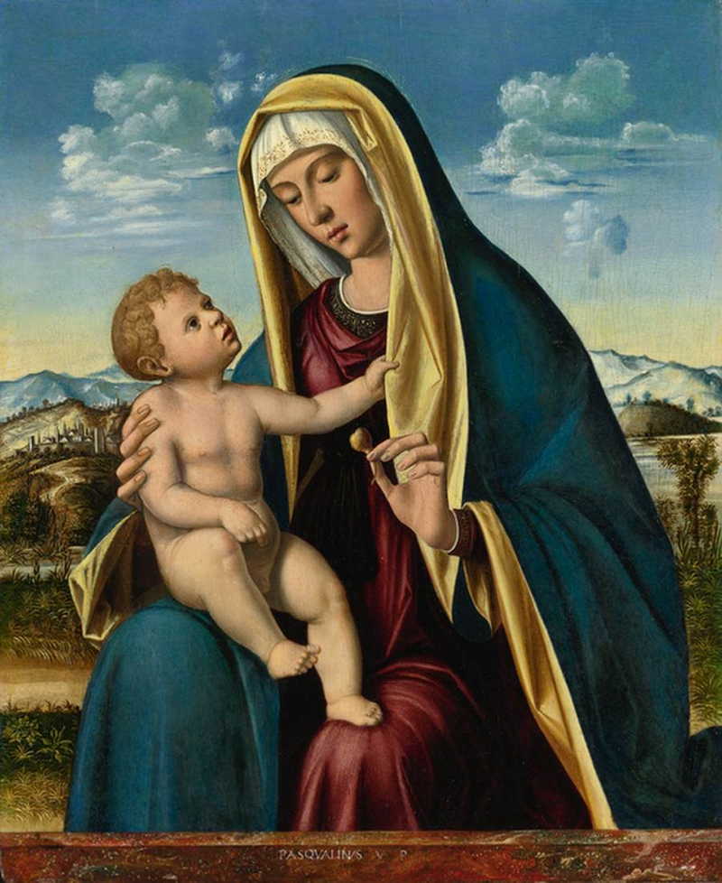 Virgin and Child before a Landscape  .  Pasqualino Veneto /  Pasqualino Veneziano