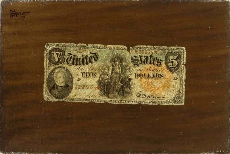 Still Life. Five-Dollar Bill, William Michael Harnett