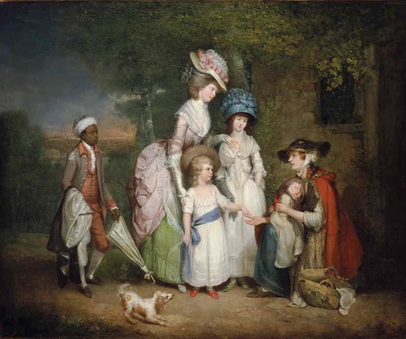 A Lady and Her Children Relieving a Cottager. William Redmore Bigg