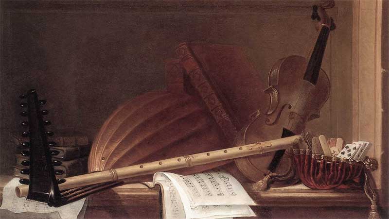 Still-Life of Musical Instruments. Pierre Nicolas Huilliot