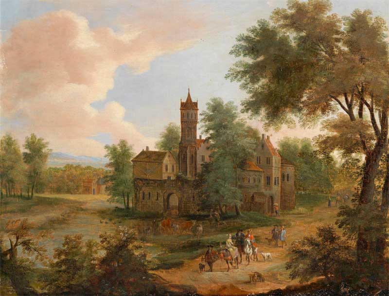 Landscape with a hunting party. Pieter Bout