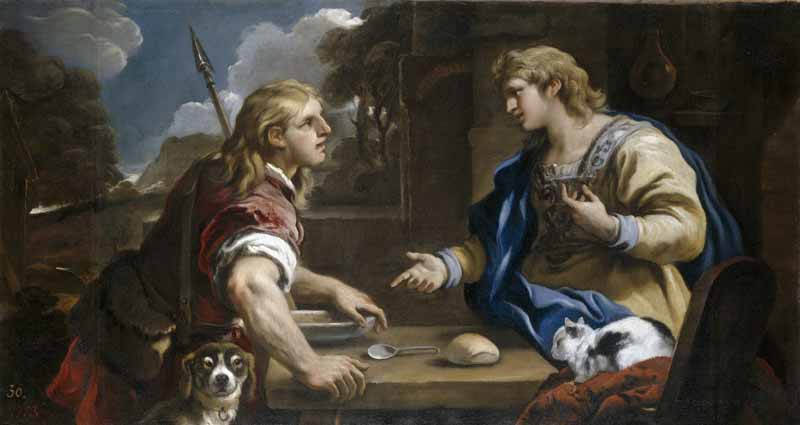 Esau and Jacob (sale of primogeniture). Luca Giordano