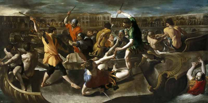 Naumachia . Gladiatorial naval battle in ancient Rome, Giovanni Lanfranco