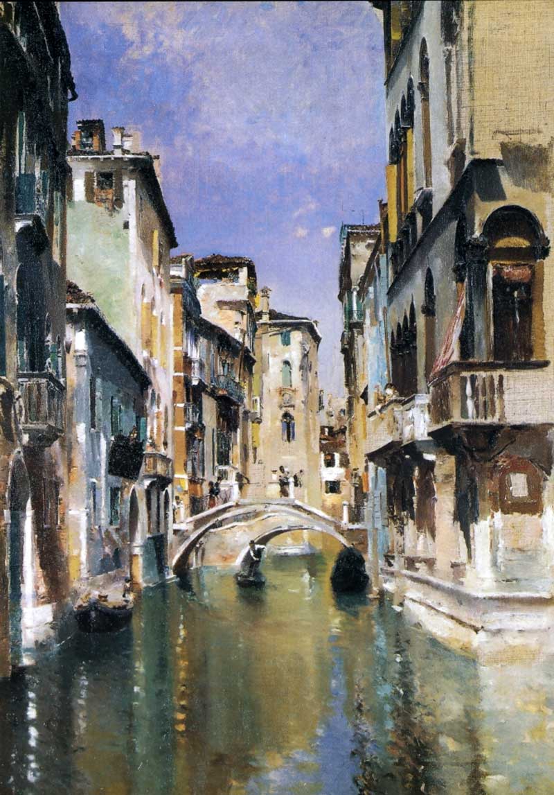 Canal in Venice, San Trovaso Quarter. Robert Frederick Blum