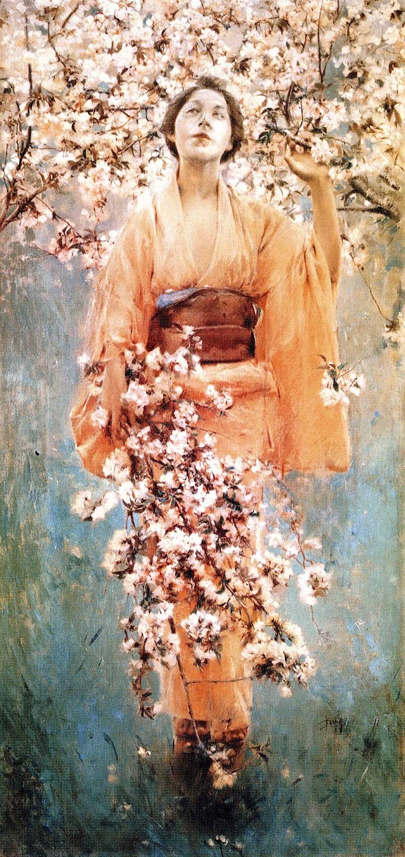 Cherry Blossoms . Robert Frederick Blum 