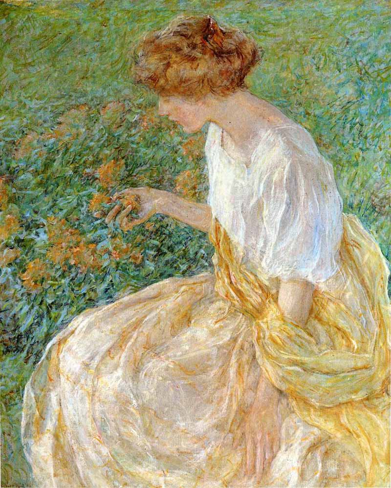 he Yellow Flower aka The Artist's Wife in the Garden. Robert Lewis Reid