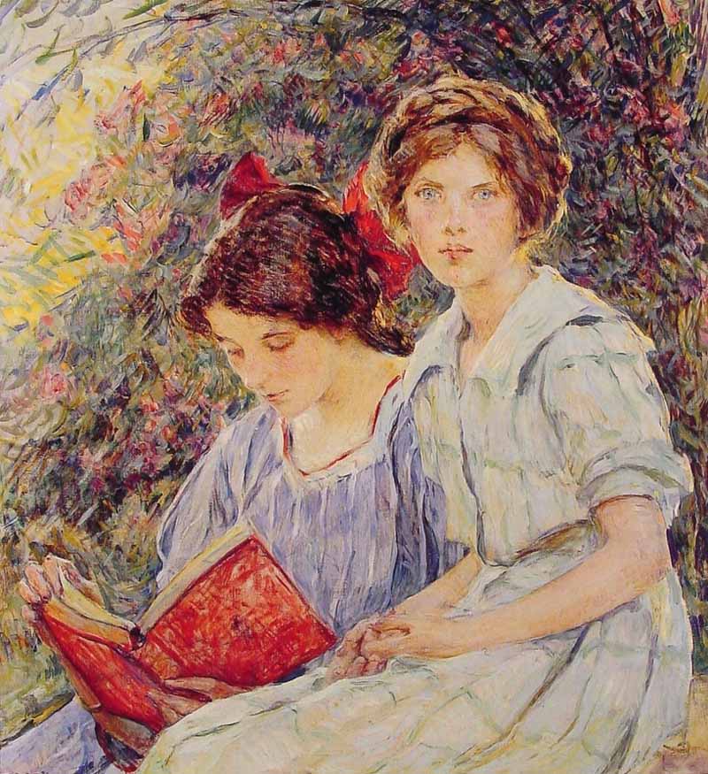 Two Girls Reading. Robert Lewis Reid