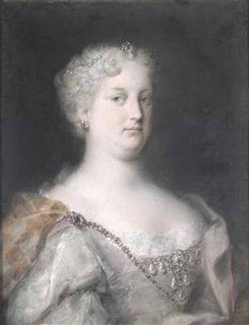 Portrait of the Electoral Princess Maria Amalia of Bavaria, Holy Roman Empress and Archduchess of Austria (1701–1756) and wife of Emperor Charles VII. , Rosalba Carriera