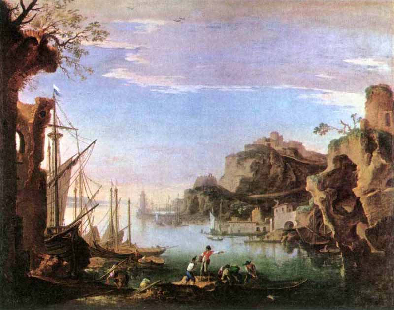 Harbour With Ruins. Salvator Rosa