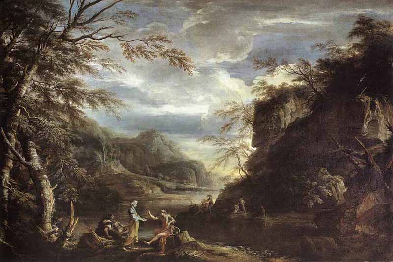 Landscape With Apollo And The Cumean Sibyl. Salvator Rosa
