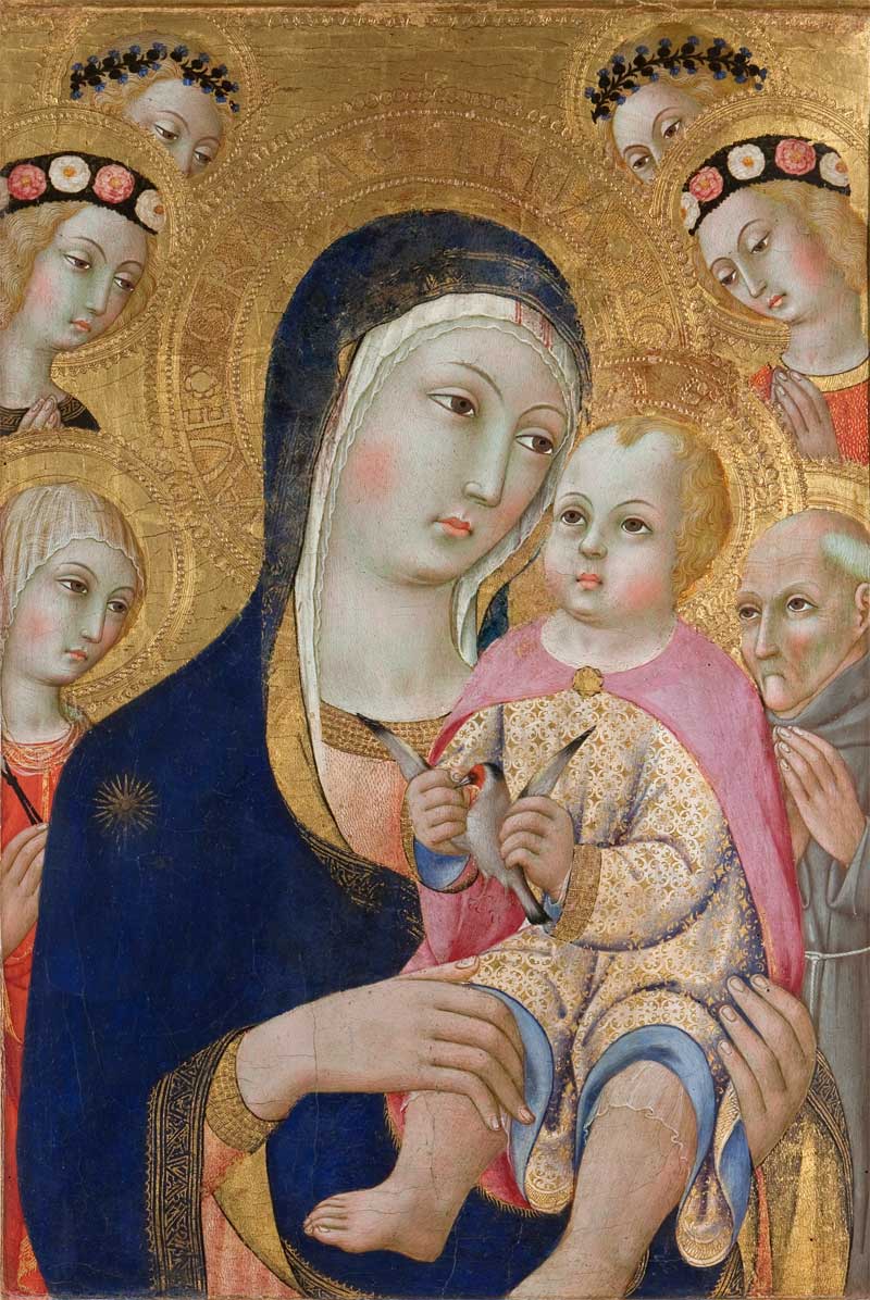Sano di Pietro, Madonna with Child, Saints Apollonia and Bernardino and four angels