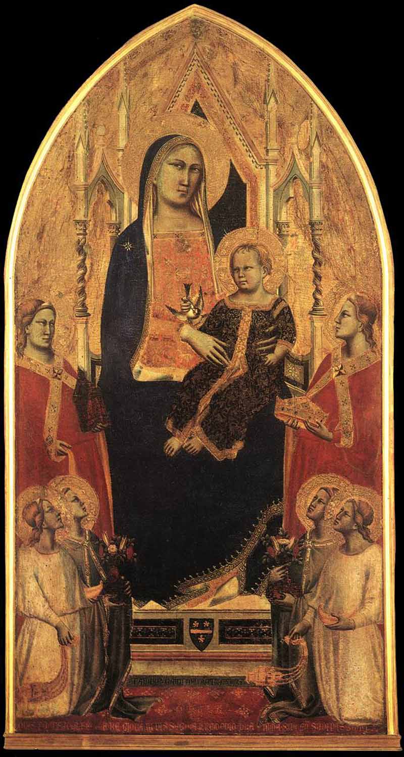Автор картины мадонна с младенцем на троне. Джотто Мадонна. Таддео Гадди. «Мадонна на троне с младенцем и святыми» (1504–1505),. Таддео Гадди картины.