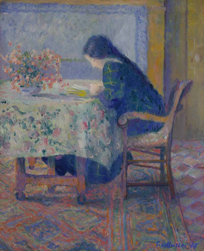 Lili Butler Reading at the Butler House, Giverny, Theodore Earl Butler