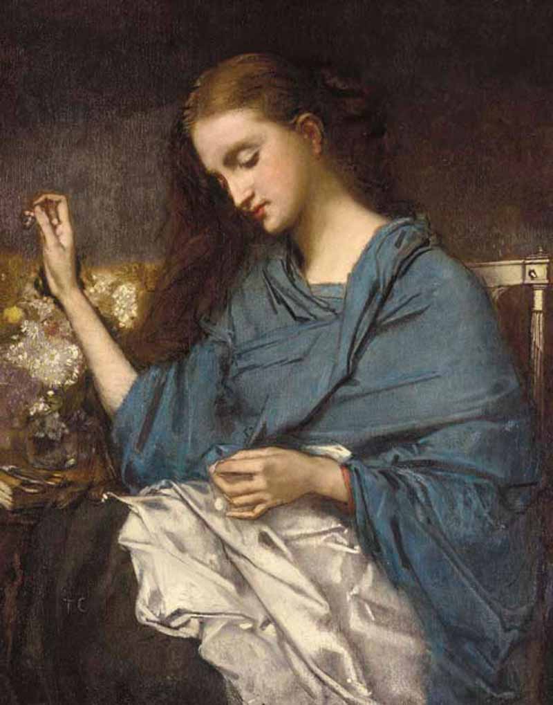 Young Woman Sewing, Thomas Couture