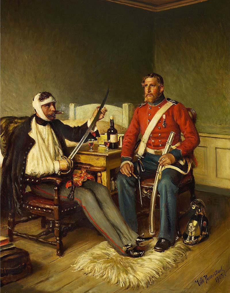 Dragoon Andkjær is visiting his enemy Court Reichenbach at the hospital. Vilhelm Rosenstand