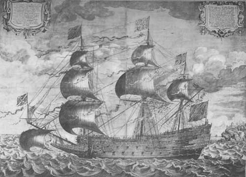 THE SOVEREIGN OF THE SEAS, BUILT IN THE YEAR 1637. From a print in the British Museum by Paine.