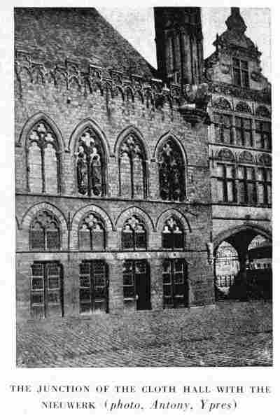 THE JUNCTION OF THE CLOTH HALL WITH THE NIEUWERK (photo, Antony, Ypres)