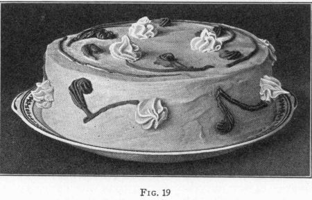 [Illustration: FIG. 19, Decorated cake.]