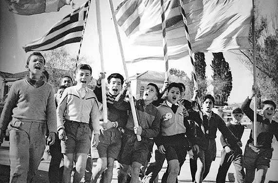 Children of Cyprus demonstrating against British colonial rule 