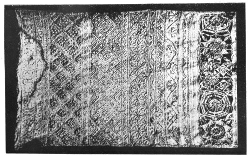 EARLY ENGLISH "SAMPLER," SHOWING BIRD'S-EYE EMBROIDERY AND CUT AND DRAWN WORK.