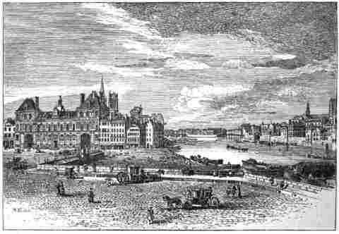 HÔTEL DE VILLE IN THE FIFTEENTH CENTURY. (From an Engraving by Rigaud.)