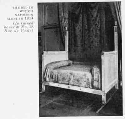 THE BED IN WHICH NAPOLEON SLEPT IN 1814 (In ruined house at No. 18 Rue de Vesle.)