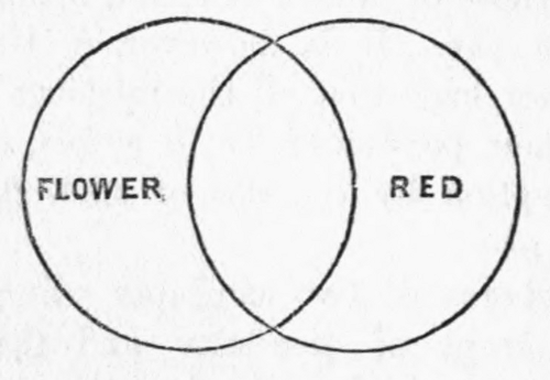 Illustration: Two overlapping circles, one "flower" and one "red".