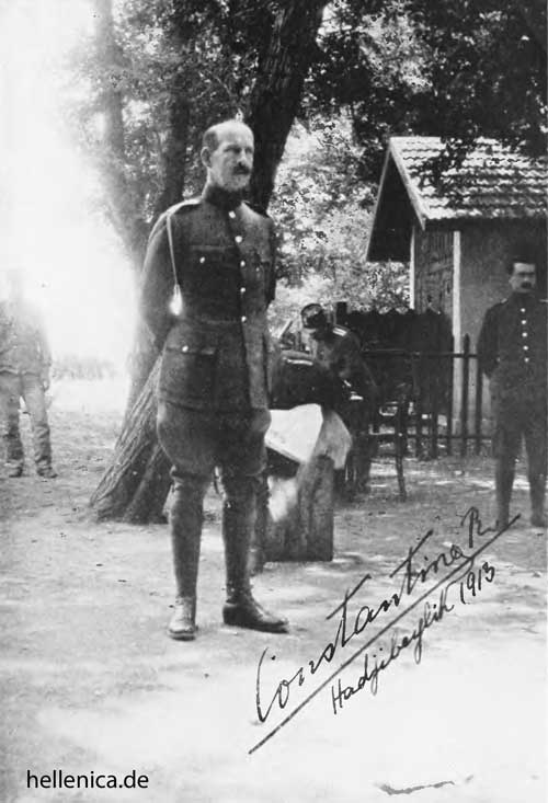 King Constantine 1913 in Chatzibelik or Hadjibeylik  now Vyroneia