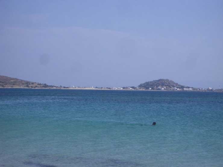 Naxos , Mikri Vigla , Blick von dem Strand Plaka