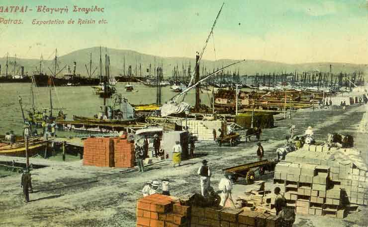 Patras, harbour, exportation of raisin