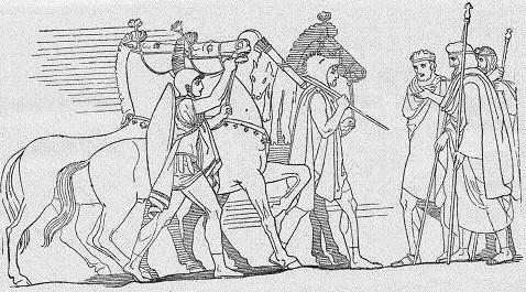 Ο Νέστορας καλοσωρίζει τον Οδυσσέα και τον Διομήδη που γυρίζουν με τα άλογα του Ρήσου.