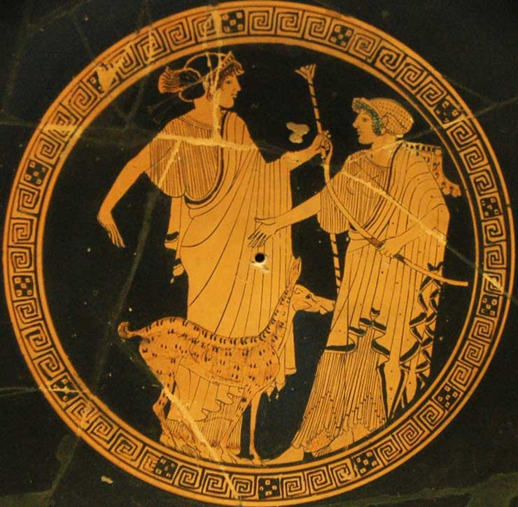Apollo and Artemis, Brygos Louvre G151
