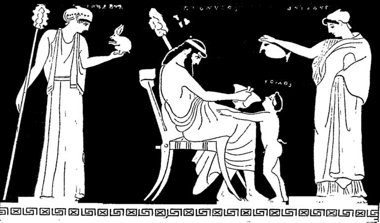 Dionysos mit Komos und Tragödie