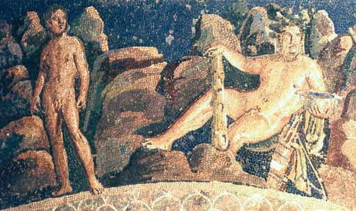 Hercules and Iolaus, Fountain mosaic , Anzio Nymphaeum