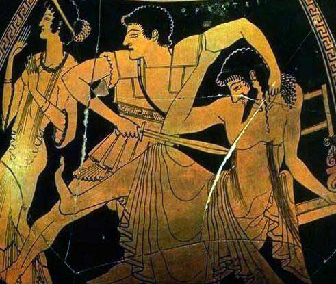 Orestes slaying Aegisthus