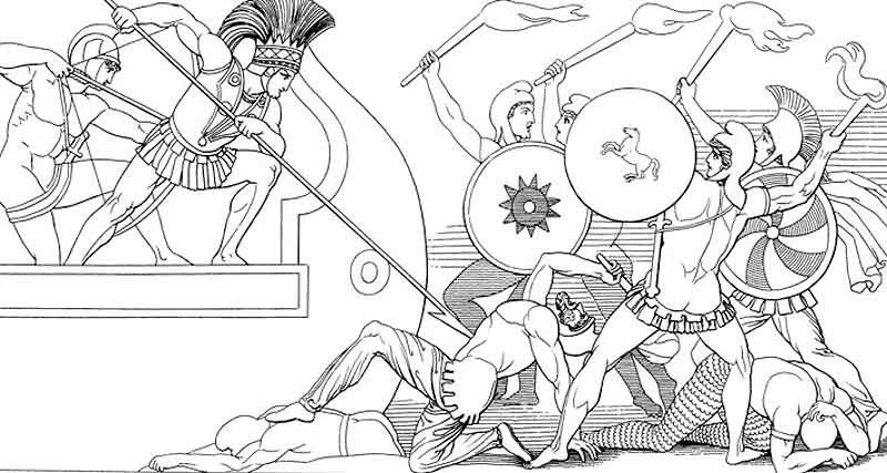 Ajax protects the ship of Ptotesilaus