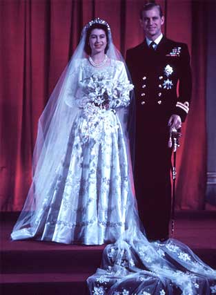 The Duke and Duchess of Edinburgh on their wedding day.