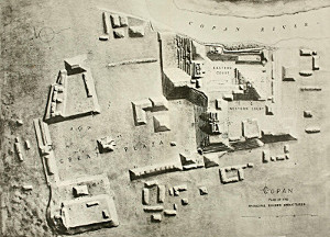 Copan, plan of the principal ruined structures