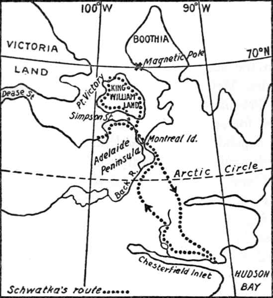 Schwatka's route to and from King William Land.