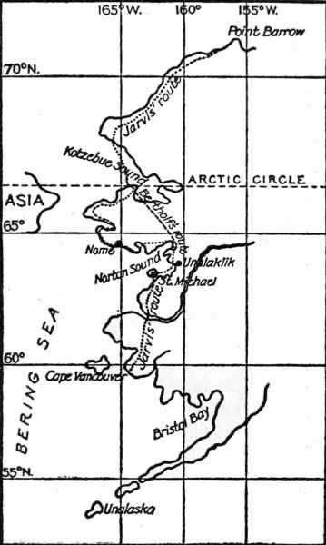 Jarvis' route in northwestern Alaska.