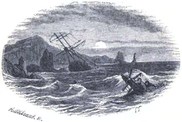 Ship driven on the rocks