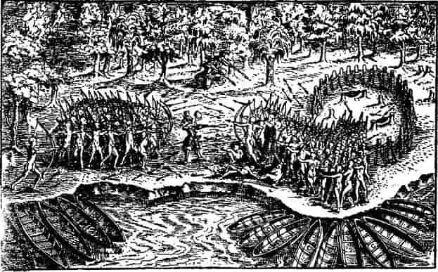 THE DEFEAT OF THE IROQUOIS BY CHAMPLAIN AND HIS PARTY ON LAKE CHAMPLAIN